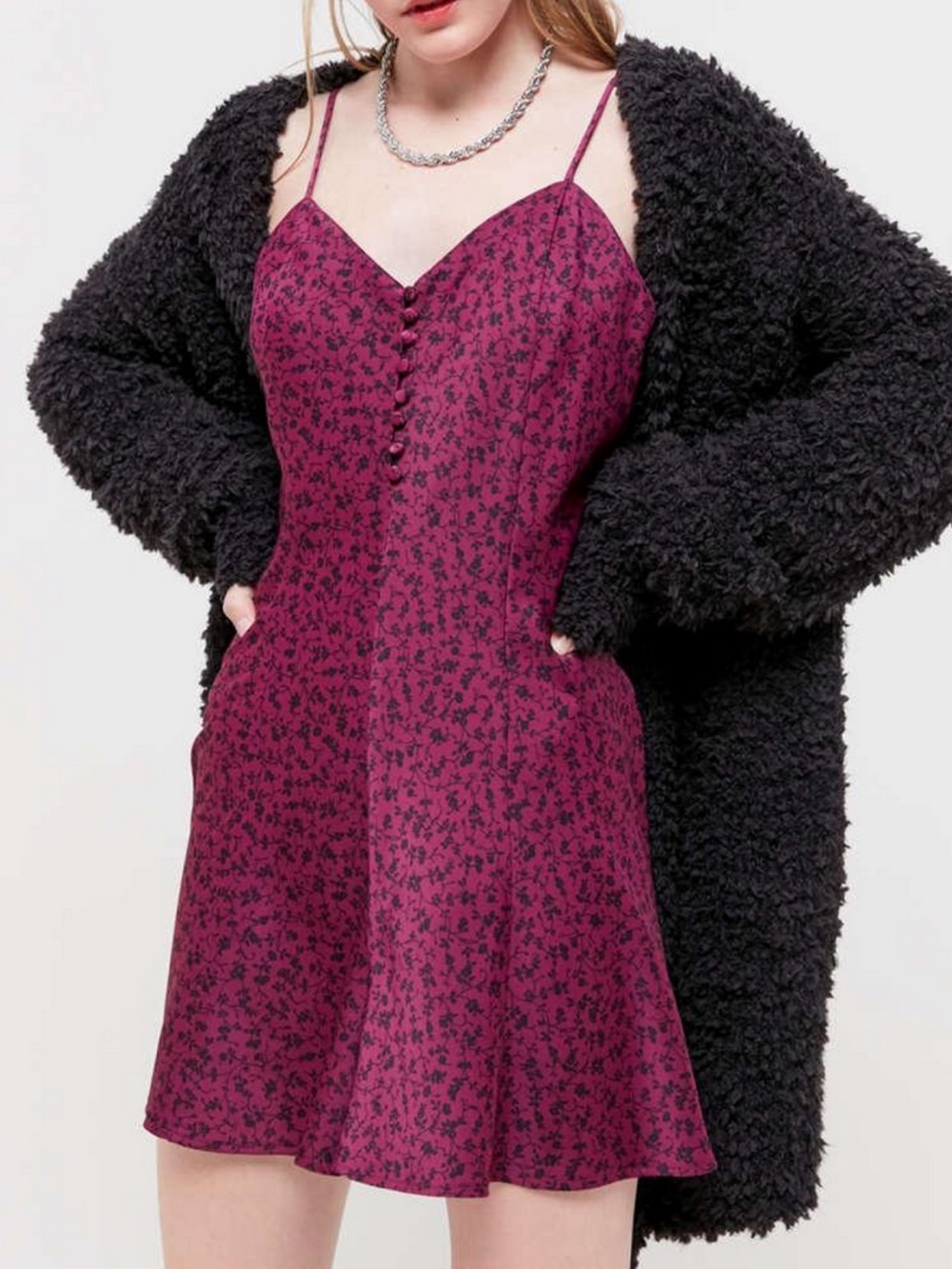 Urban Outfitters Berry Floral Mini Dress